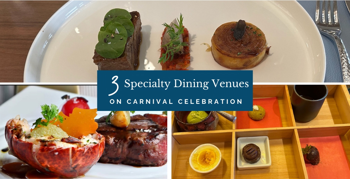 banner for specialty dining venues onboard carnival celebration